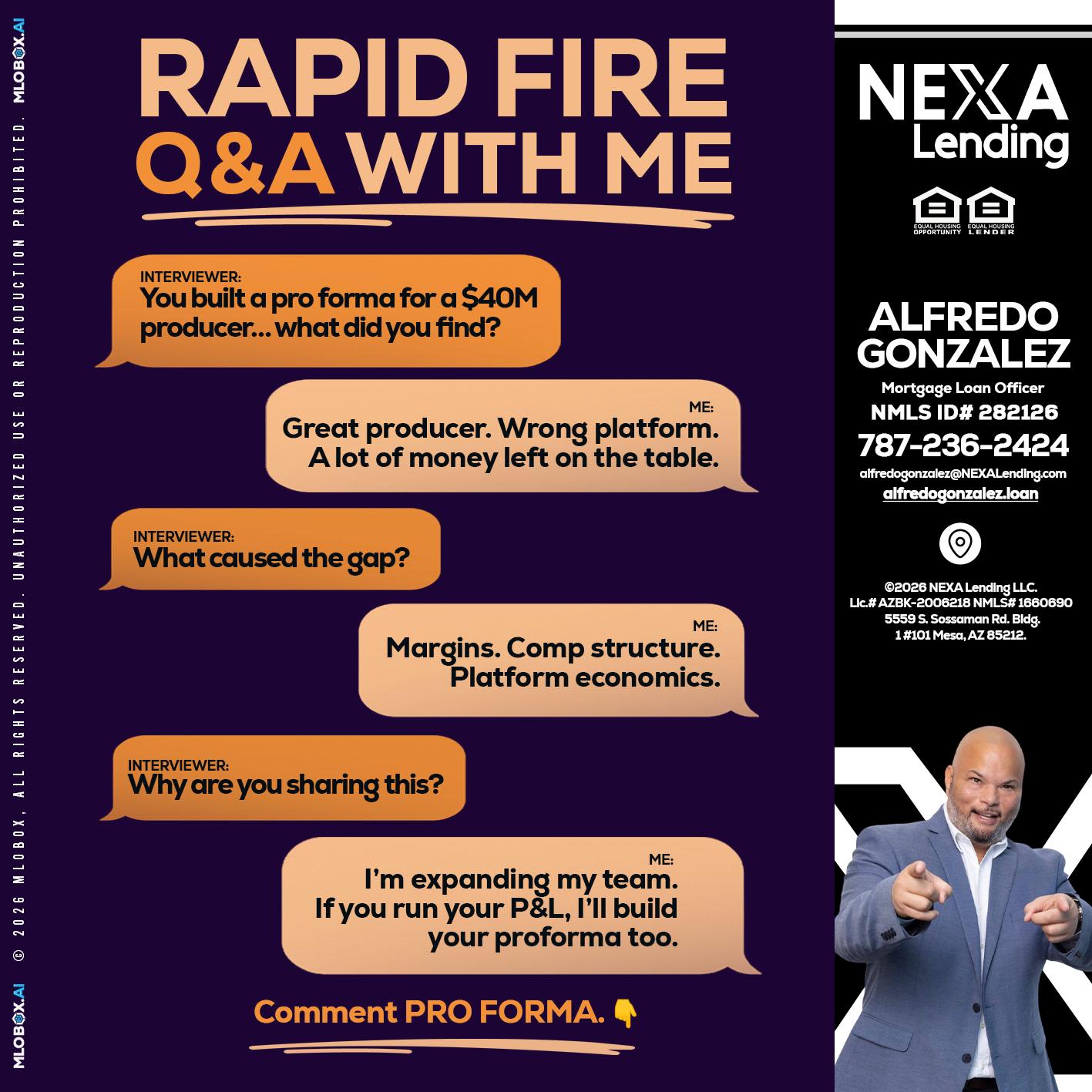 RAPID FIRE - Alfredo Gonzalez -Mortgage Loan Officer