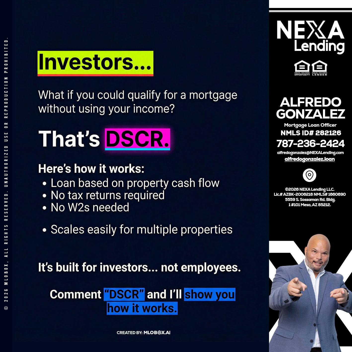 INVESTORS - Alfredo Gonzalez -Mortgage Loan Officer