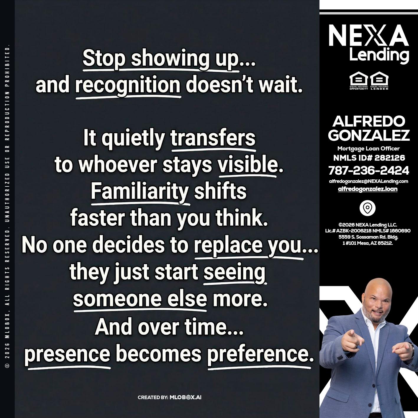STOP SHOWING - Alfredo Gonzalez -Mortgage Loan Officer