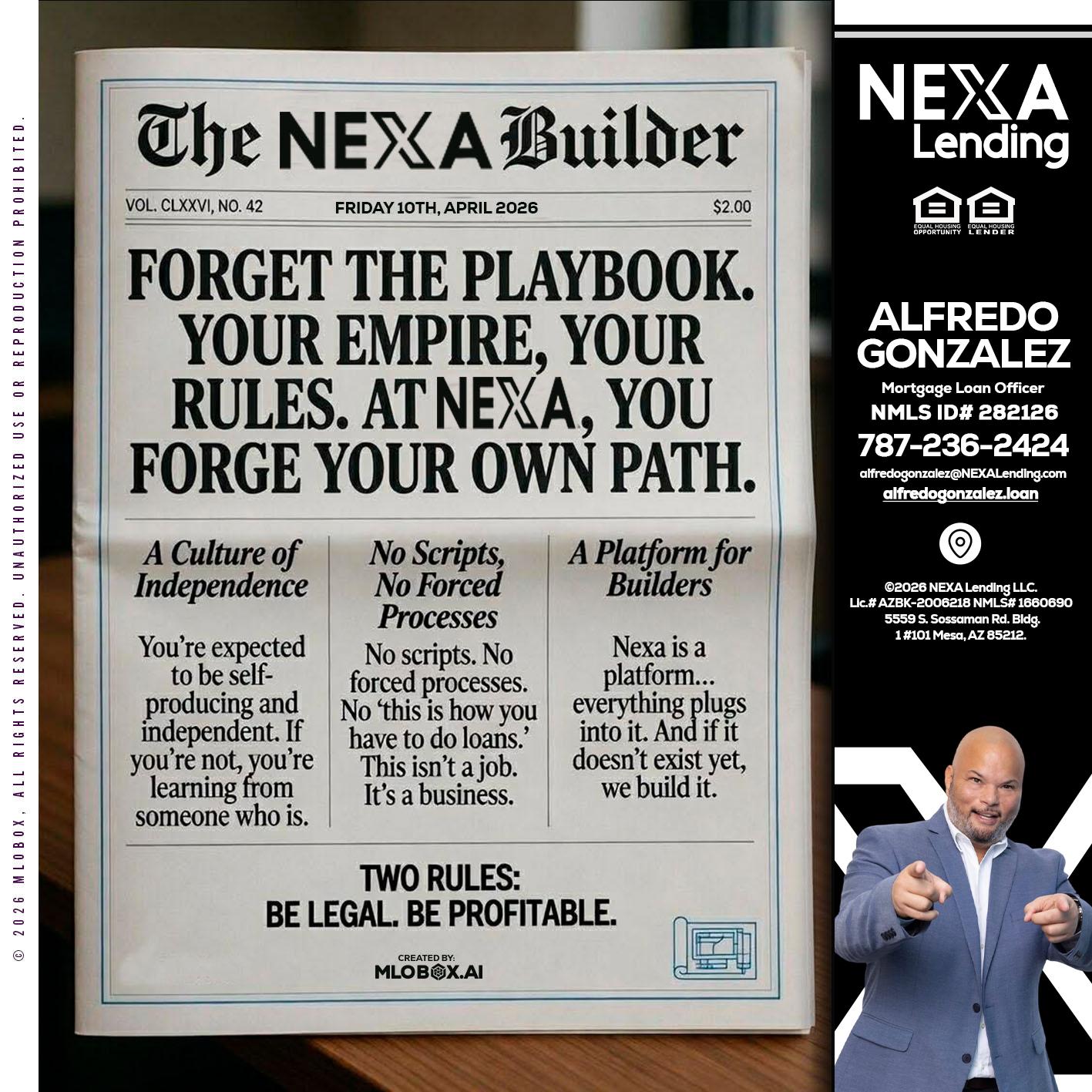 THE NEXA BUILDER - Alfredo Gonzalez -Mortgage Loan Officer