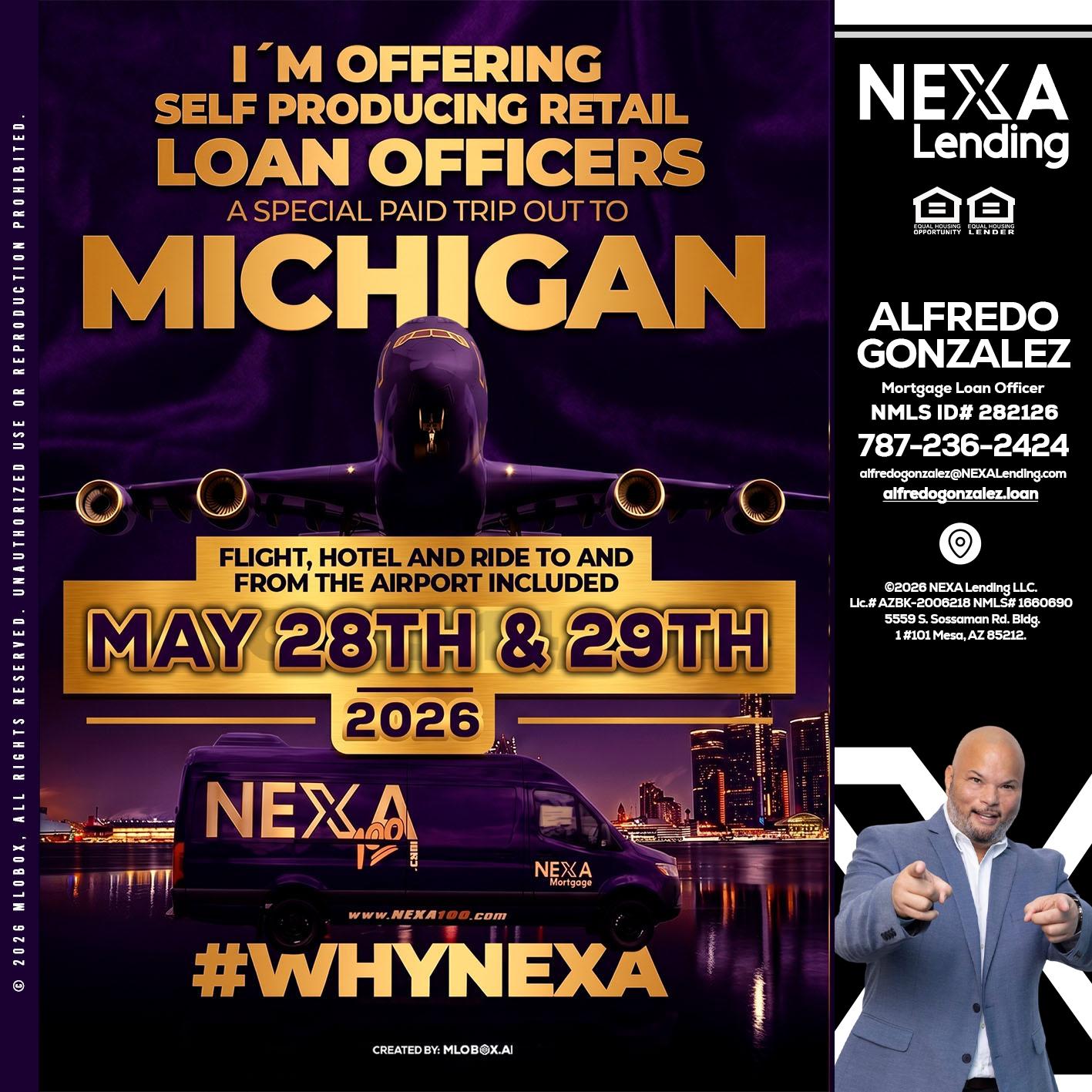 MICHIGAN - Alfredo Gonzalez -Mortgage Loan Officer
