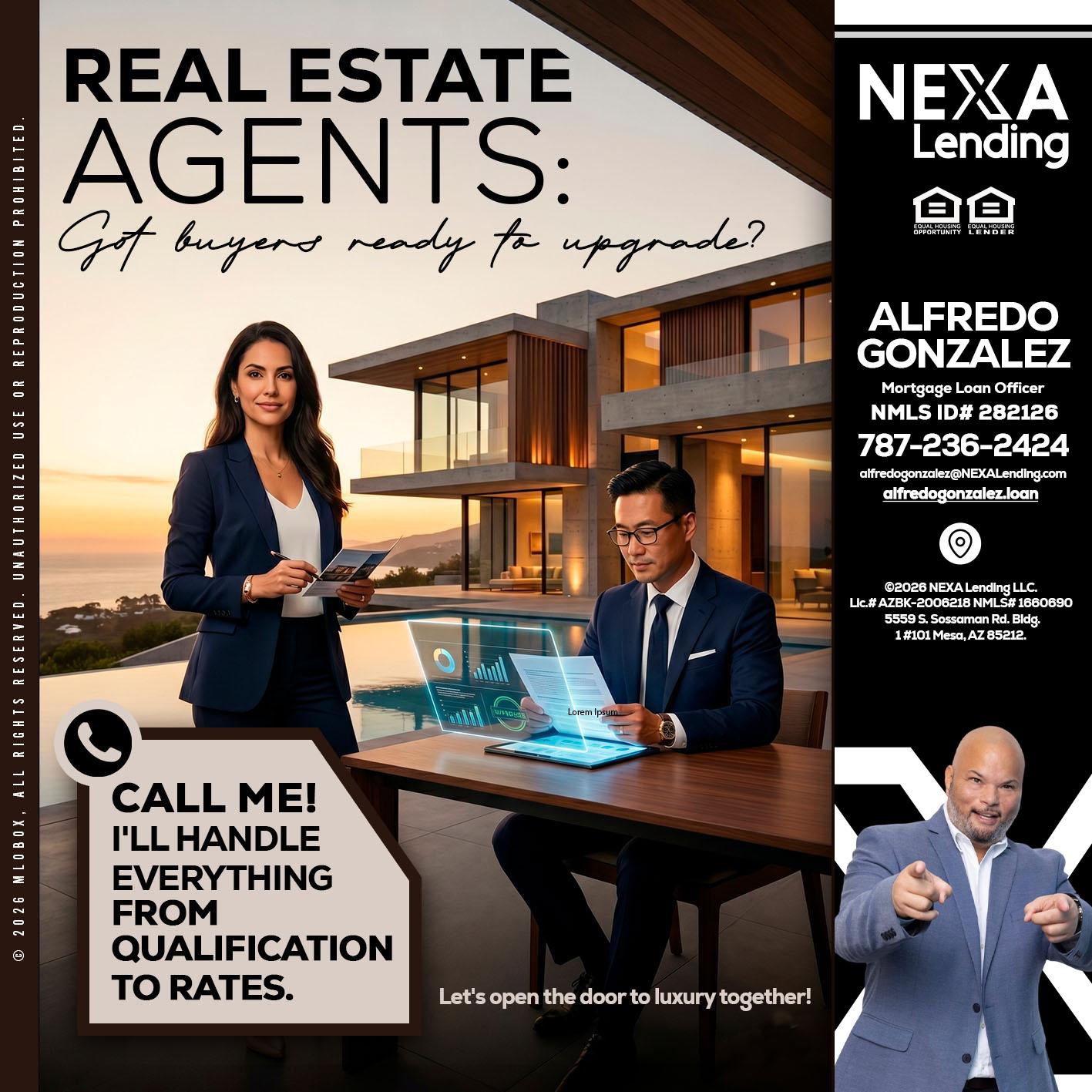 REAL ESTATE AGENTS - Alfredo Gonzalez -Mortgage Loan Officer