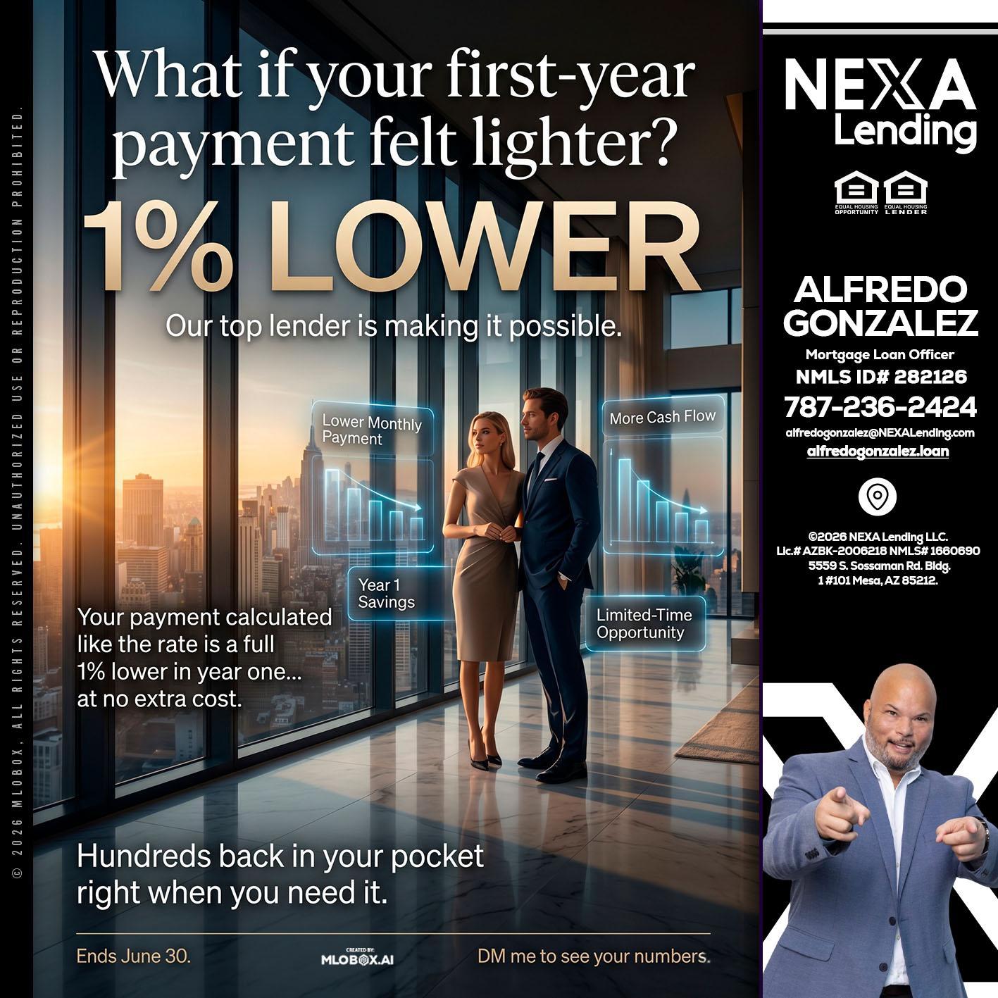 1% LOWER - Alfredo Gonzalez -Mortgage Loan Officer
