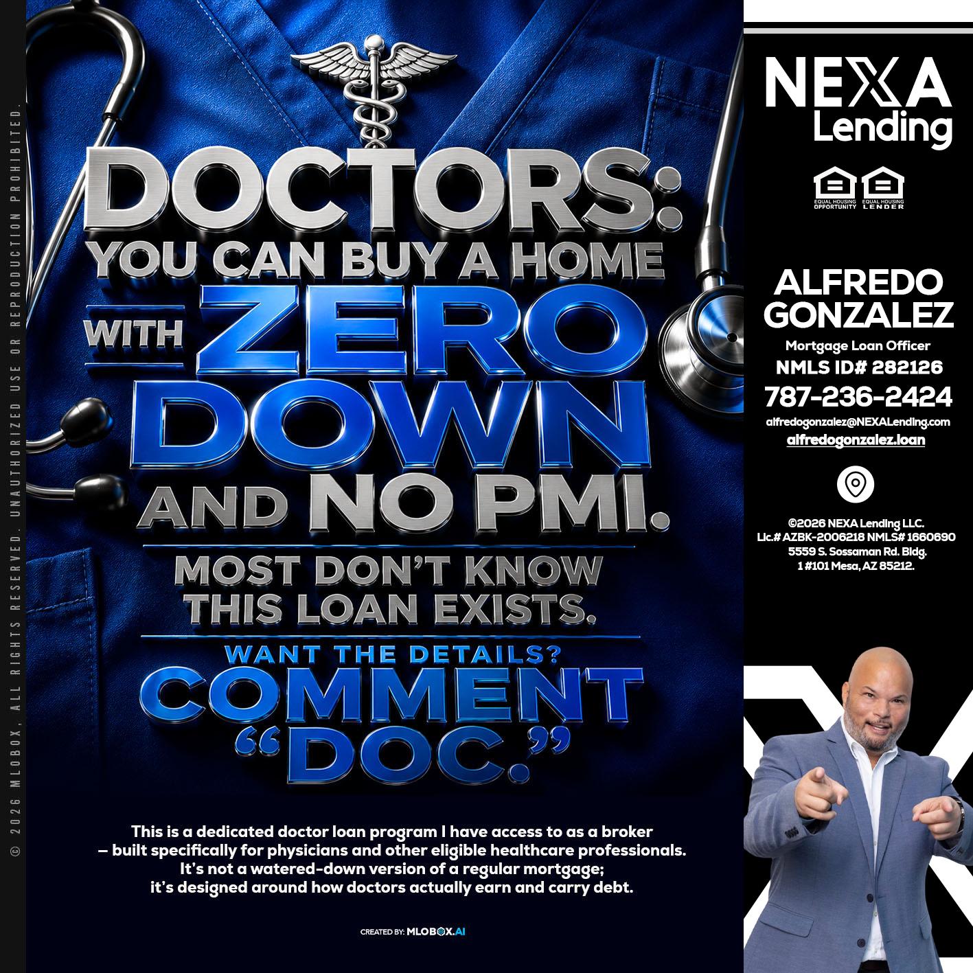 DOCTORS YOU CAN BUY - Alfredo Gonzalez -Mortgage Loan Officer