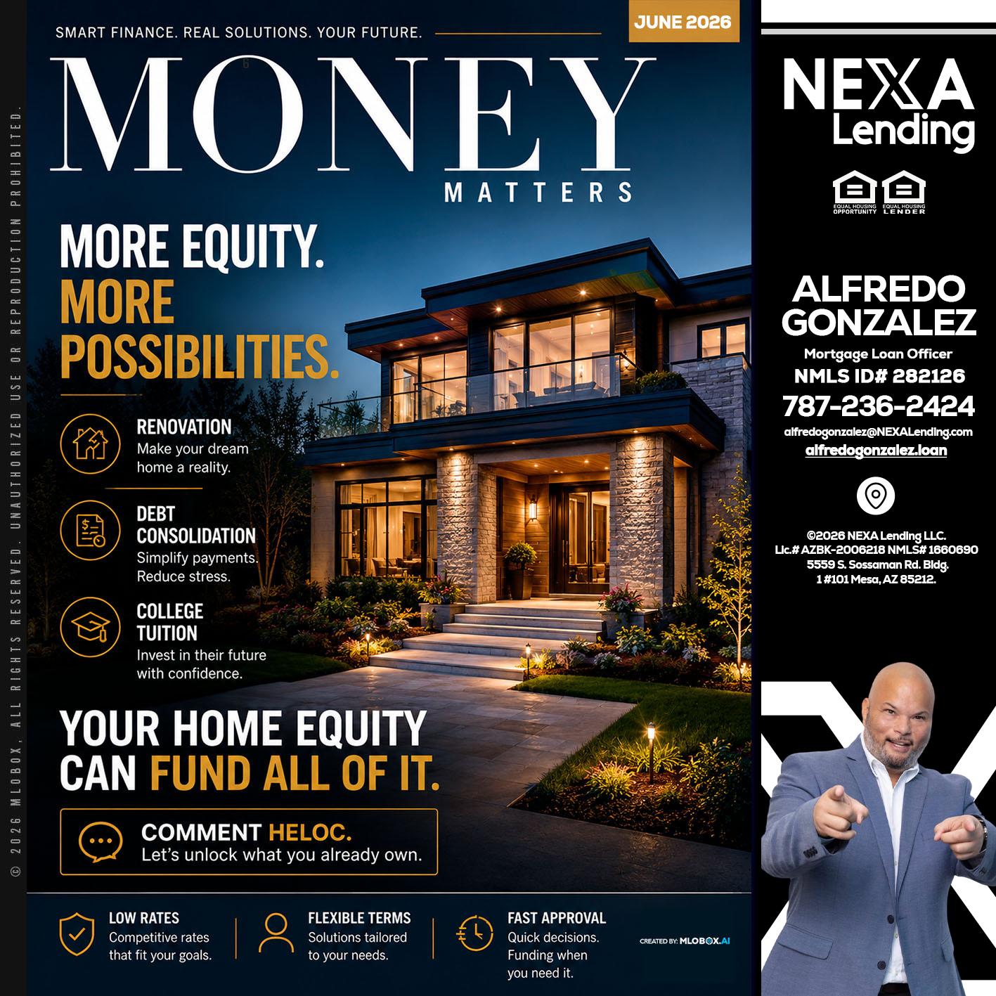 MONEY MATTERS - Alfredo Gonzalez -Mortgage Loan Officer