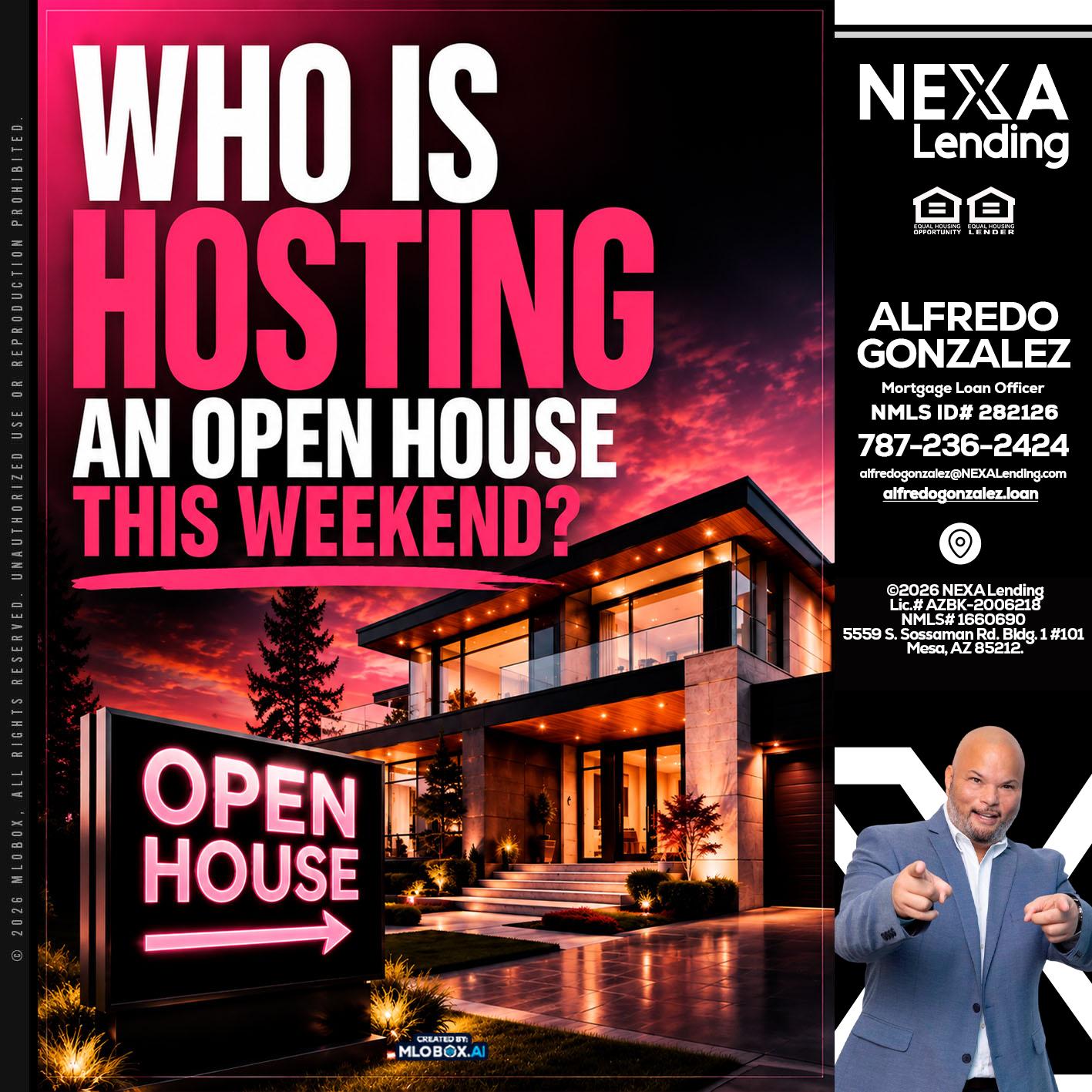who's is hosting - Alfredo Gonzalez -Mortgage Loan Officer