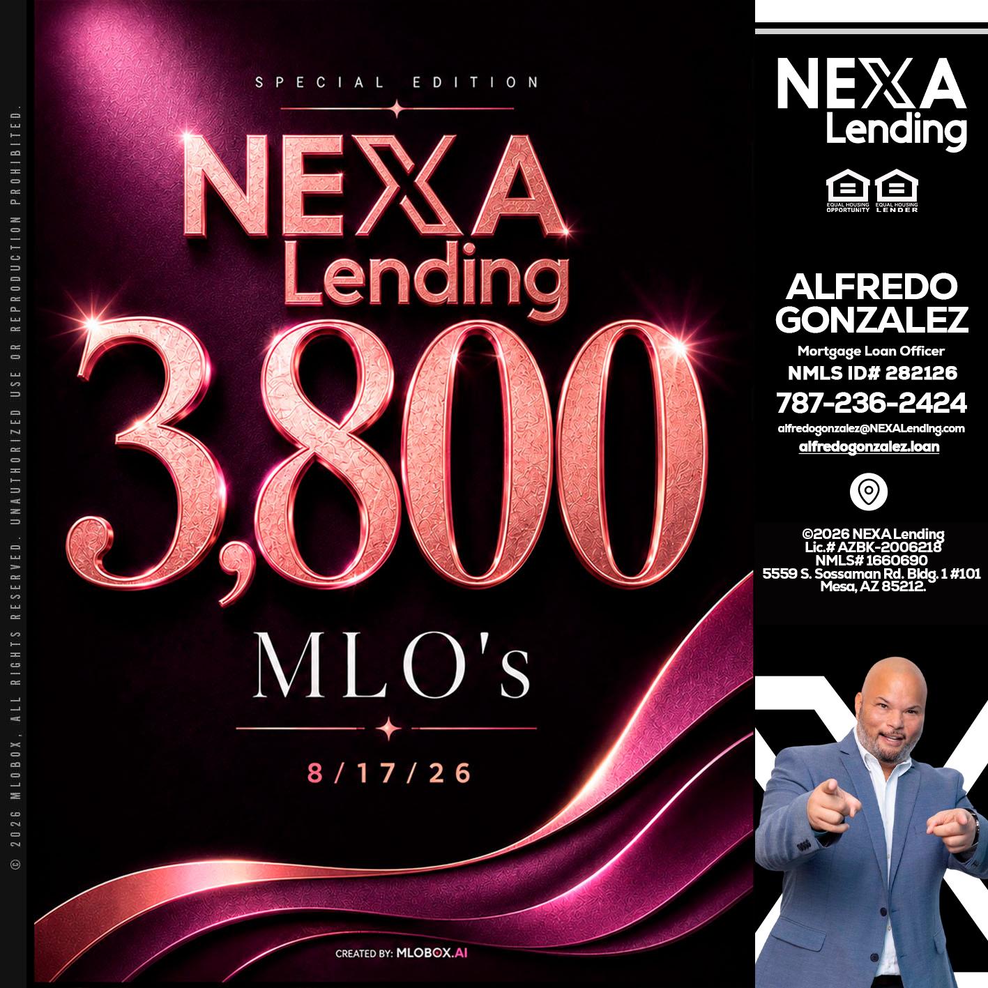 3800 MLOs - Alfredo Gonzalez -Mortgage Loan Officer